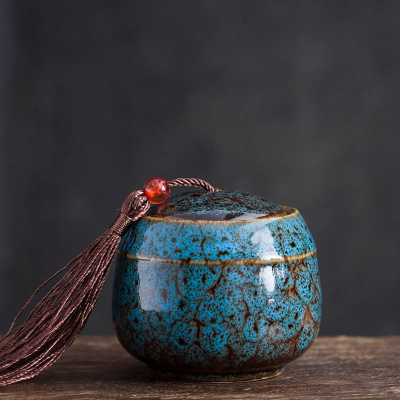 talkzxmy Small Hand Ceramics Keepsake Urns for Human Ashes Mini Cremation Urn，Mini Funeral Cremation Urns ，Ashes Keepsake Memorial Ashes Holder (Blue) Blue - PawsPlanet Australia