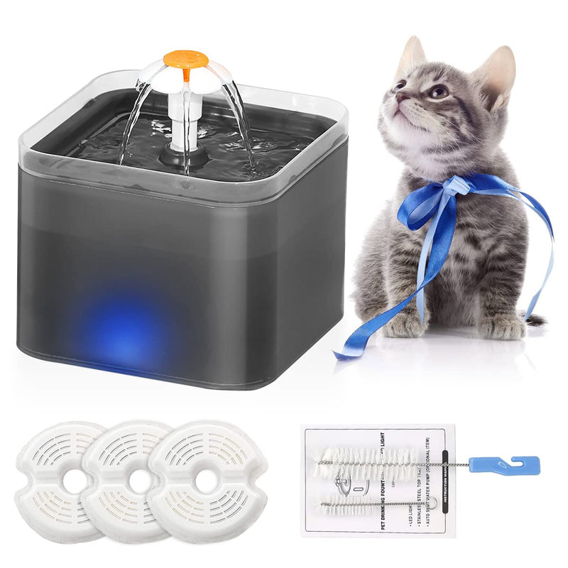 RIGHTWELL Cat Water Fountain, 2L Automatic Electric Flower Style Dispenser with LED Water Level Window and Replaceable Filter, Ultra Quiet Healthy and Hygienic Pet Drinking Bowl for Kitten, Dogs - PawsPlanet Australia