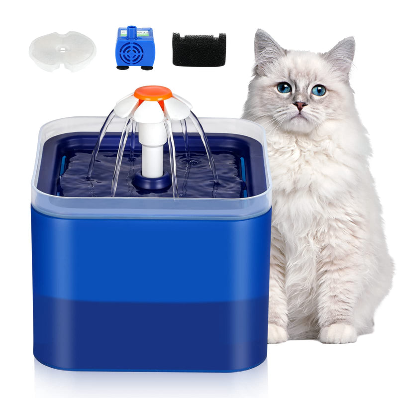 GOWEDNG Cat Water Fountain,Colorful Design,67oz/2L Ultra-quiet Pump With LED Light,Suitable Three Ways To Drink,Automatic Drinking Fountain For Cats and small Dogs (Blue) Blue PC - PawsPlanet Australia