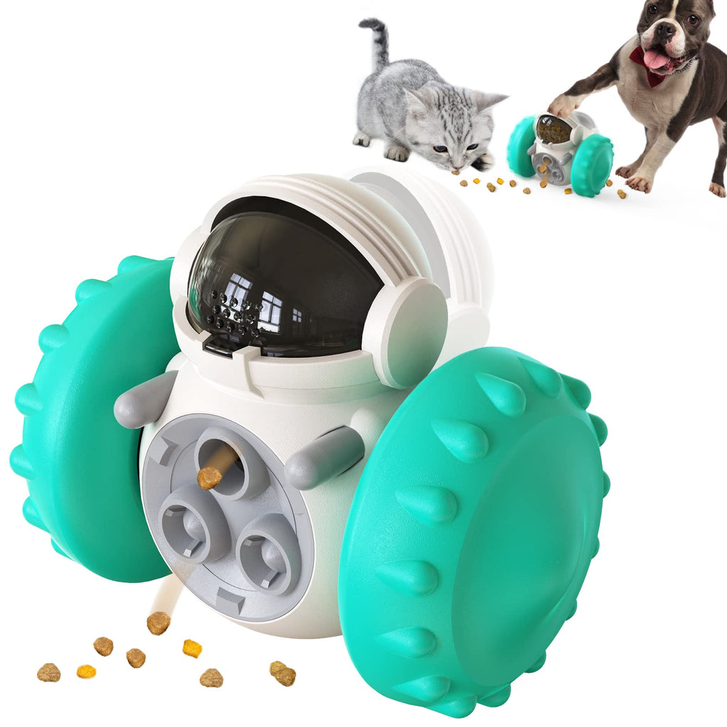 Dog Treat Toy Interactive Toys to Improve Dog's IQ and Digestion, Food Dispenser Robot Tumbler Shape Toy Slow Eating IQ Treat Toy for Small Medium Dogs GreenWhite - PawsPlanet Australia