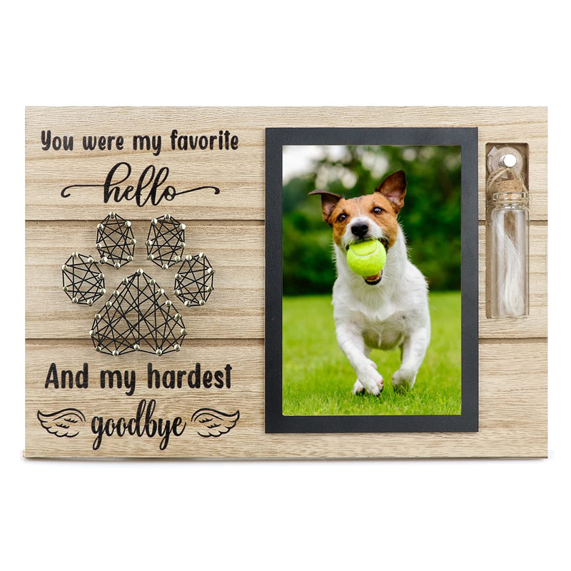 free-space Pet Memorial Picture Frame with Small Glass Bottle for Ashes or Hair Dog Cat Loss Gift (Black) Black - PawsPlanet Australia