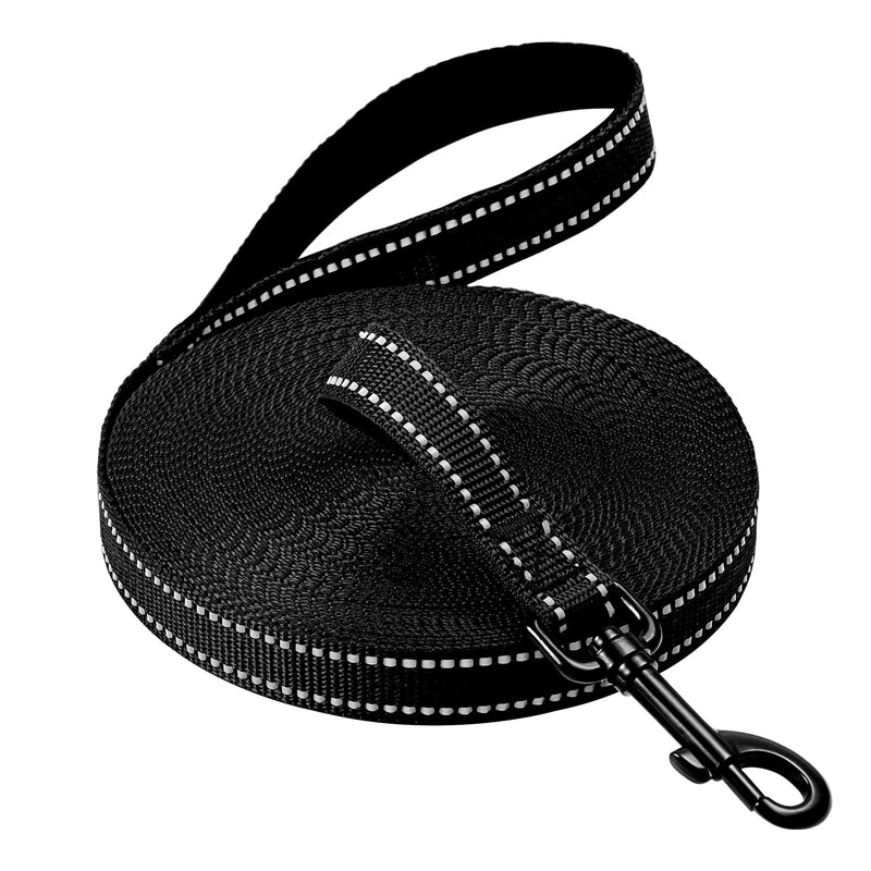 COMSLE Long Leads for Dog Training, 5m/10m/15m/20m Strong Extra Long Line Dogs Lead with Handle, Light Nylon Puppy Training Lead Dog Leash for Pet Recall Tracking Obedience Camping Play Outdoor 5m/16.5ft Black - PawsPlanet Australia