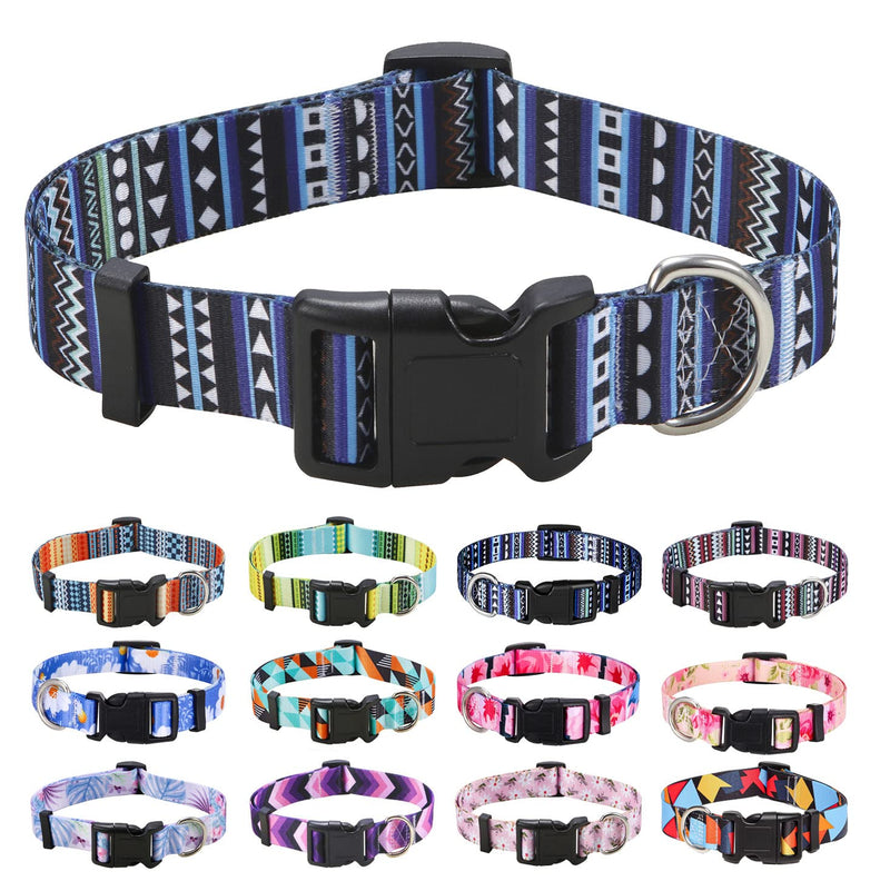 Mihqy Dog Collar with Bohemia Floral Tribal Geometric Patterns - Soft Ethnic Style Collar Adjustable for Small Medium Large Dogs (Bohemian Blue,XS) XS（Neck 20-30cm, Width 1.5cm) Bohemian Blue - PawsPlanet Australia