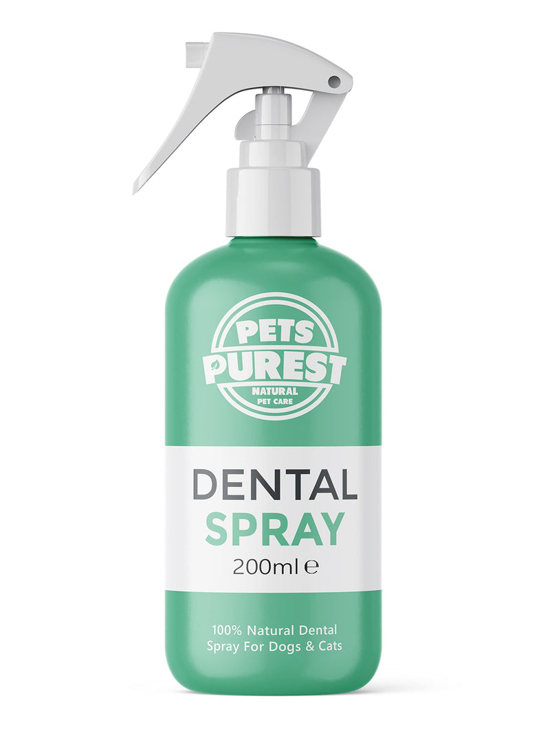 Pets Purest Breath Freshener & Dental Teeth Cleaning Spray - 100% Natural Plaque & Tartar Remover, Mouthwash & Bad Breath Treatment Water Formula for Dogs & Cat - 200ml - PawsPlanet Australia