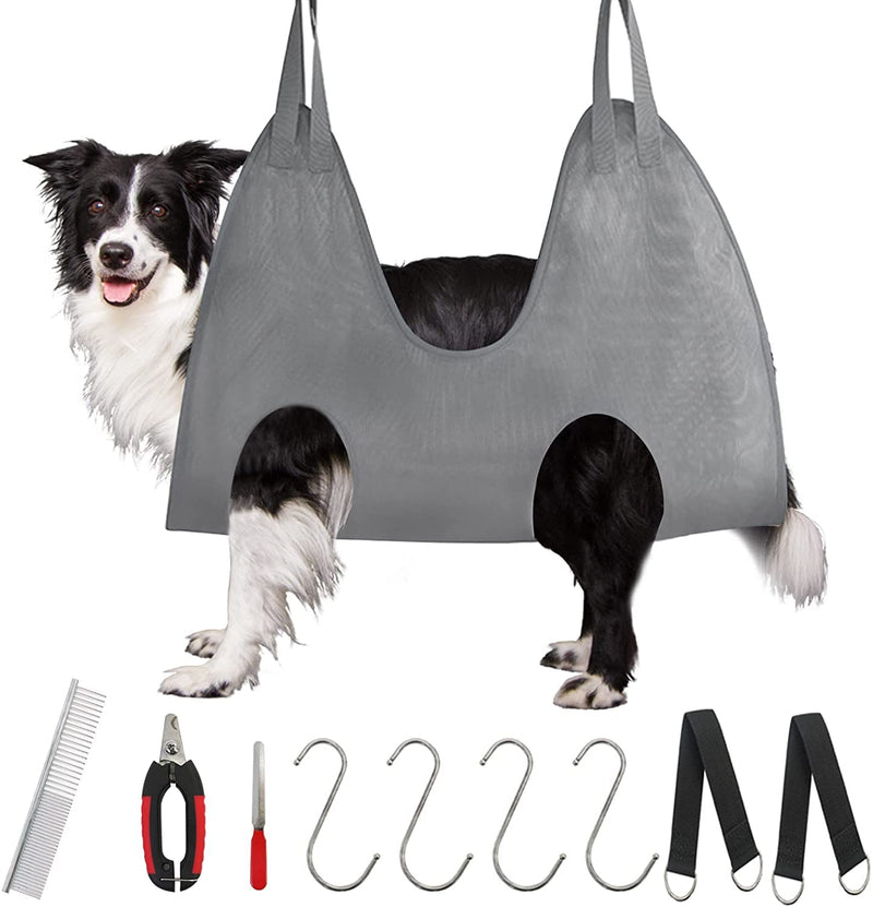 Pet Grooming Hammock,Dog and Cat Hammock Restraint Bag, Pet Nail Clip Bag for Bathing,Grooming,Nail Clipping and Ear Removal ,Pet Grooming Sling Helper Holder with Nail Clippers/Trimmer,Nail File,Comb M/Within 30LB - PawsPlanet Australia