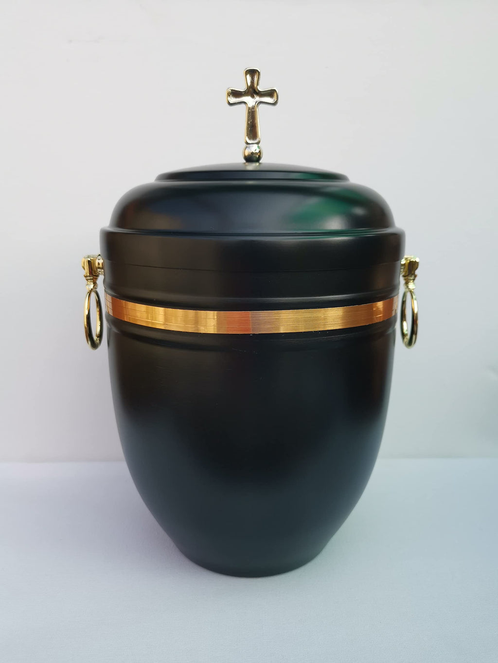 Urns for Ashes Adult Large Cremation Funeral Human Memorial Metal Burial Remain Full Size Medium Black Cross - PawsPlanet Australia