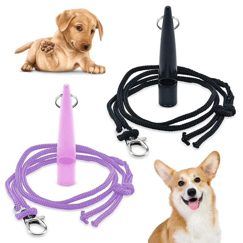 ICOUVA 2Pcs Professional Dog Whistle,Dog Whistles for for Recall Plastic Dog Training Whistles with Lanyard for Barking Control,Good Frequency for Most Breeds of Dog,Food Grade Plastic[Black&Purple] - PawsPlanet Australia