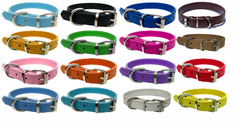 Strong Leather Dog Collar for Puppy, Cat, Kitten, Dogs - For Small, Medium & Large Pet Collars (Extra Small (20cm - 26cm Neck), Baby Blue) Extra Small (20cm - 26cm Neck) - PawsPlanet Australia