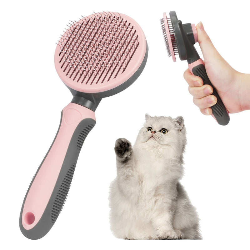 Fyy Dog Comb Brush, Cat Brush, Pet Grooming Brush, Self Cleaning Slicker Brush for Dog and Cat to Remove Loose Fur, Tangles & Dirt, Great for Long and Short Haired Cats & Dogs Pink A-Pink - PawsPlanet Australia