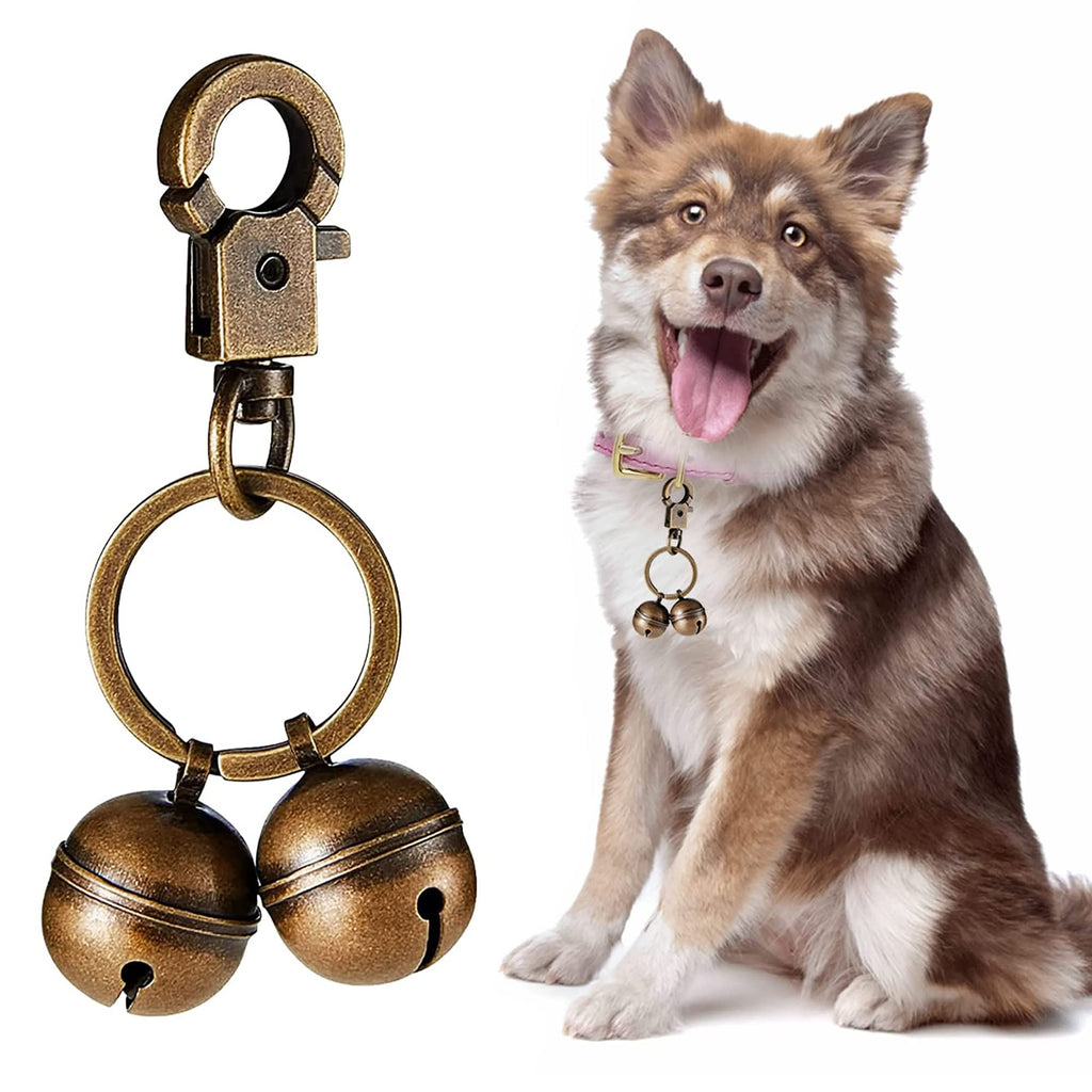 1 Pair Copper Cat & Dog Bell, Extra Loud Pet Bell Durable Brass Bells Pet Tracker for Pets Collar Charm Pendant Bells with Swivel Lobster Clasp - PawsPlanet Australia