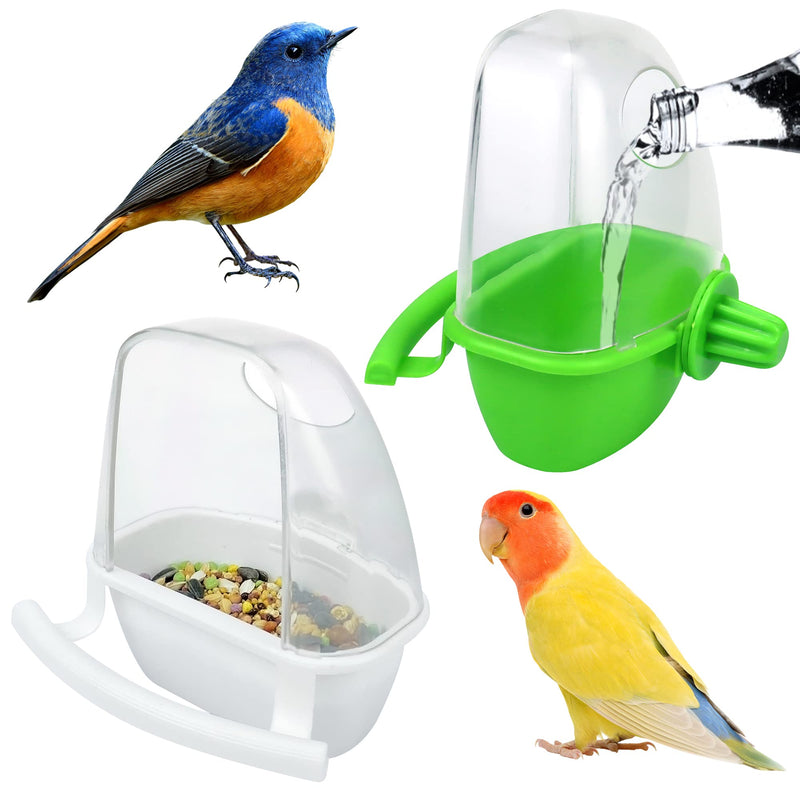 2Pcs Bird Cage Feeder Water Dispenser Birds Bath Tub Parrot Feeding Drinker Hanging Spill-Proof Water Cup Bird Drinker Seed Food Container Pet Water Shower Box for Parakeet Budgies Cockatiel Lovebird - PawsPlanet Australia