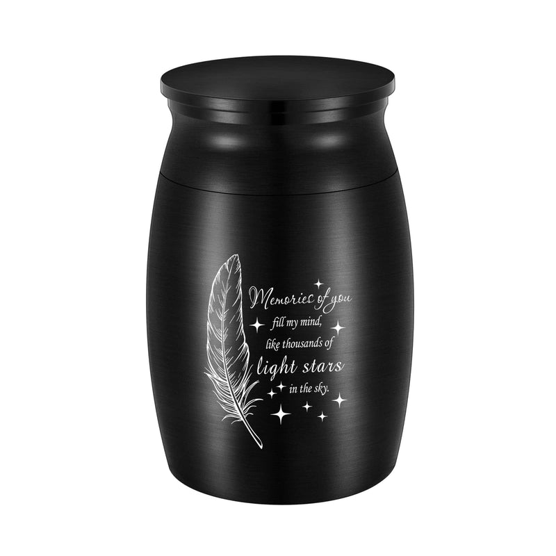 XIUDA 3 Inches Small Urns for Human Ashes Aluminium Mini Cremation Urn Memorial Ashes Holder-Memories Of You Fill My Mind, Like Thousands Of Light Stars In The Sky. Black - PawsPlanet Australia