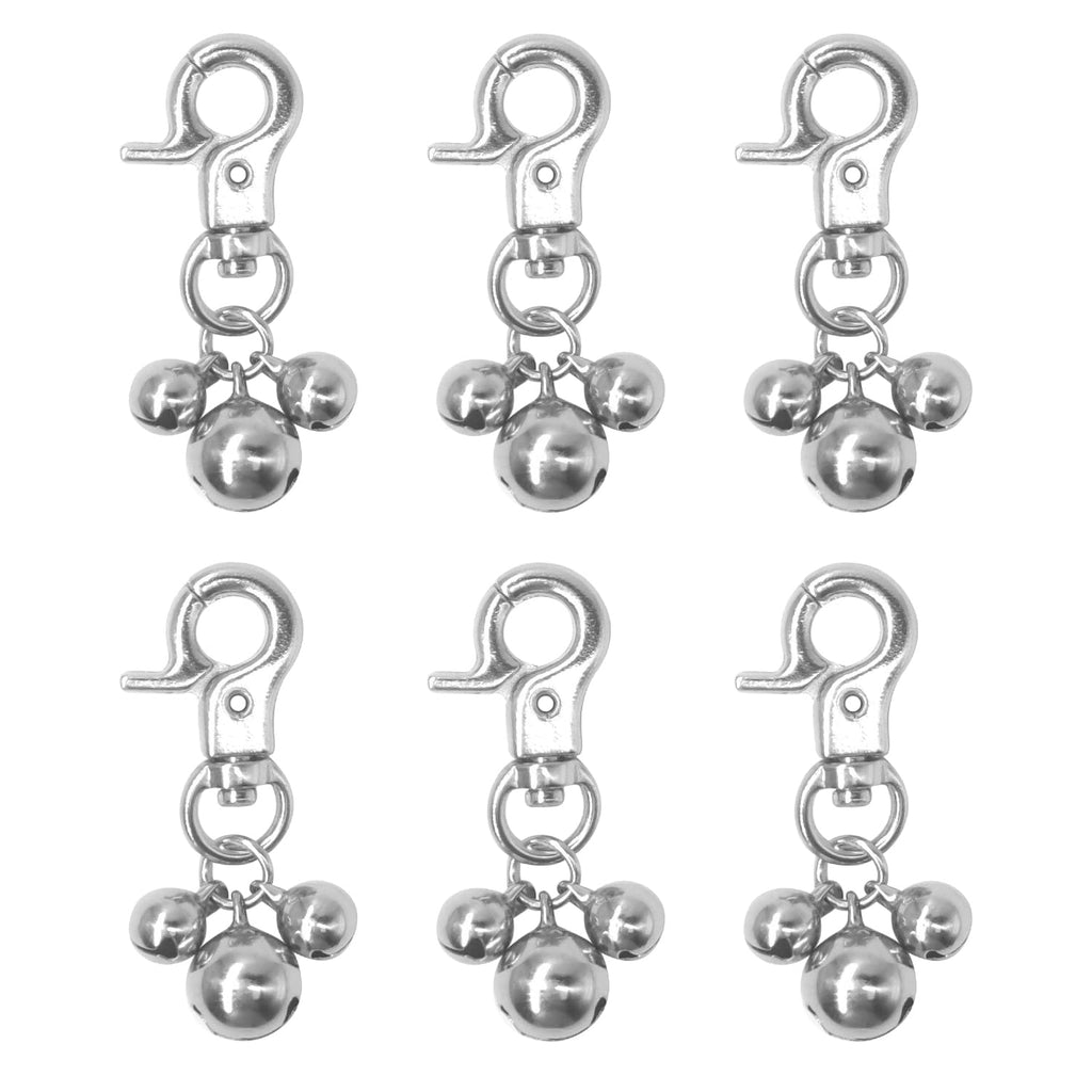 ALLY-MAGIC 6 Pieces Loud Dog Bells Silver Triple Bell Pendant Key Rings for Dog Cat Collar Decoration and Training Y4-LDSPK - PawsPlanet Australia