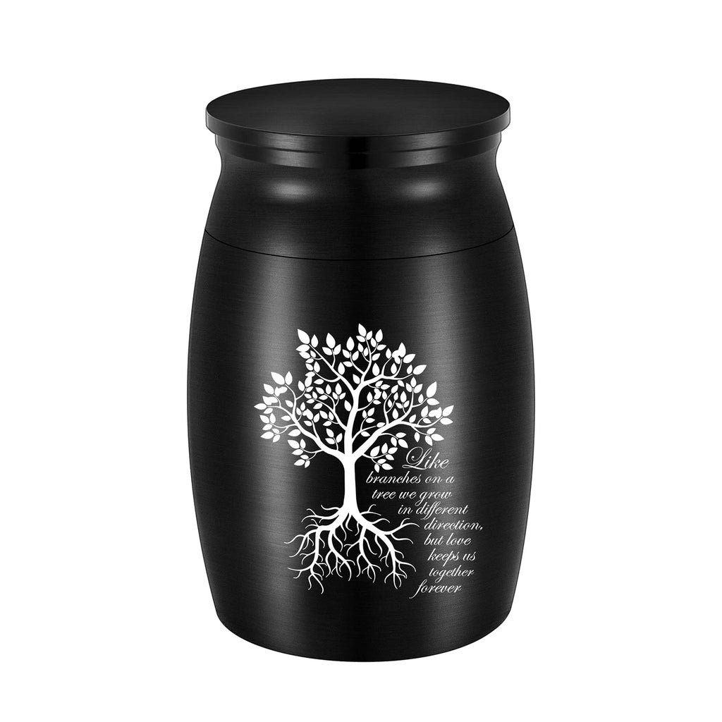 XIUDA Small Urns for Human Ashes, 3 Inches Aluminium Tree of Life Urn Mini Cremation Urn for Dad Mom, Mini Urns for Human Ashes Black - PawsPlanet Australia