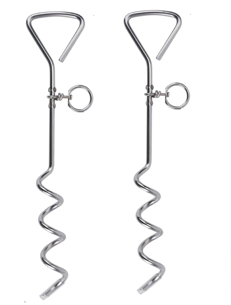 2 X 16" Heavy Duty Ground Spike Stake (41cm) Dog Chains for outside Dog Tie Out Cable Steel Spiral Dog Tether Outdoor Dog Camping Accessories (Stake Only, 2 X 41cm) - PawsPlanet Australia