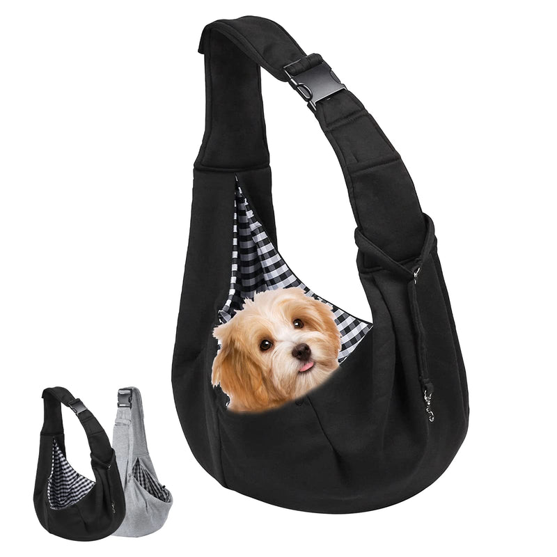Pet Sling Carrier, Hand Free Pet Carrier, Dog Sling with Adjustable Shoulder Strap for Small Medium Cat Dog (Black) Black - PawsPlanet Australia