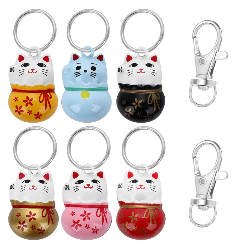 Cobee Pet Collar Bells, 6pcs Colorful Lucky Cat Collar Bells for Kittens Trainning Loud Bells with Breakaway Buckle for Cat Necklace Pendant Cat Collar Bells for Lucky with Key Rings - PawsPlanet Australia