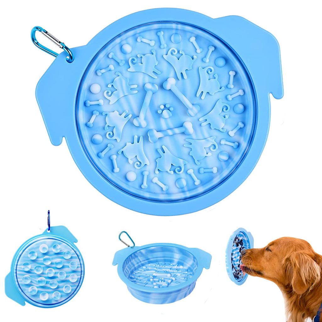 TeTupGa Collapsible Dog Bowls, Silicone Lick Mat With Suction Portable Travel Dog Food Water Bowl For Puppy Cat Traveling Bathing Grooming - PawsPlanet Australia