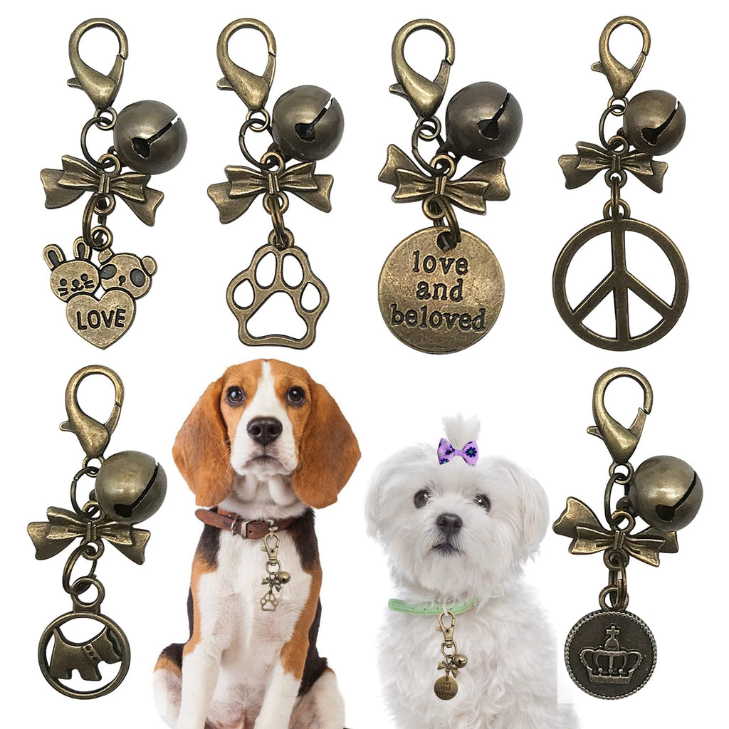 BIPY 6PCS Bronze Dog Collar Bells Loud Cat Collar Charms Bell Pet Necklace Pendant Decoration Durable Brass Bells for Small Medium Dogs Puppies Kittens Collar Accessories Harness Training - PawsPlanet Australia