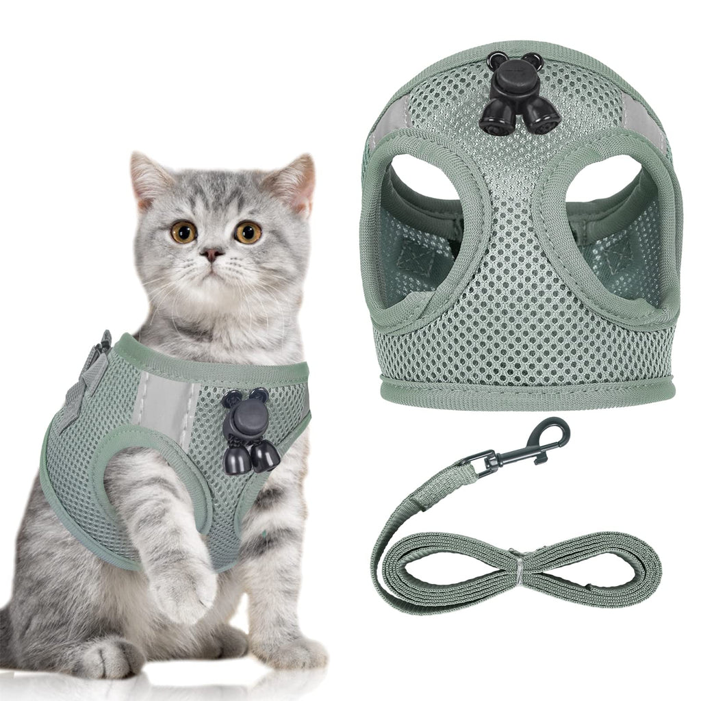 Adjustable Collar Cat Harness Escapeproof: Upgraded Real Escape Proof Soft Mesh Vest with Lead for Kitten, No Pull No Choke Reflective Harnesses Leash Set for Pet Kitty Outdoor Walking Running Safety - PawsPlanet Australia
