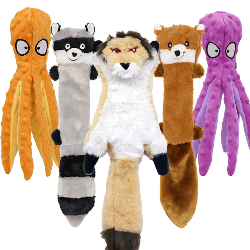 Wonfly Large No Stuffing Dog Toys with Squeakers, Octopus with Crinkle Plush Dog Chew Toys for Puppy Teething, Durable Interactive Dog Toys for Puppies, Small, Medium, and Large Dogs, 5PACK 14-17.5IN 5pcs - PawsPlanet Australia