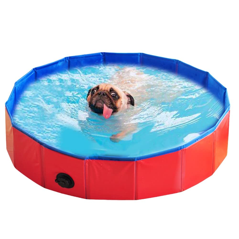 Aoresac Dog Paddling Pool Foldable Dog Pool Large PVC Material, Non-Slip and Leakproof (80x20 cm) 80x20 cm - PawsPlanet Australia