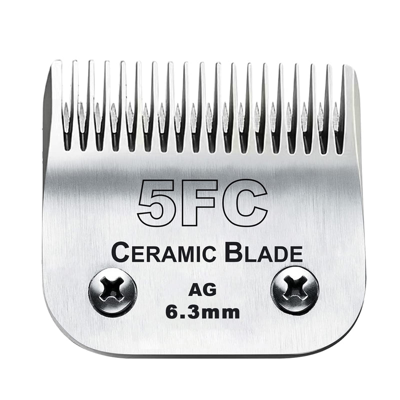 Detachable Pet Dog Clipper Blades, Compatible with Andis Size-5FC 1/4”(6.3mm) Cut Length (64122), Most Oster A5, Wahl KM Series Pet Clippers, Ceramic Blade & Stainless Steel Blade 5# 6.3mm - PawsPlanet Australia