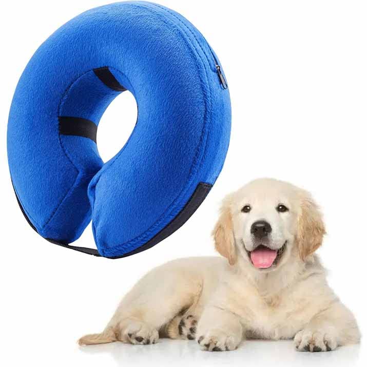Pet Inflatable Protection Cover Collar for Dogs and Cats with Adjustable Buckle Recovery Puppy Cone with Adjustable Neck, Prevent Dogs from Biting & Scratching, Recovery from Surgery or Wounds - S - PawsPlanet Australia