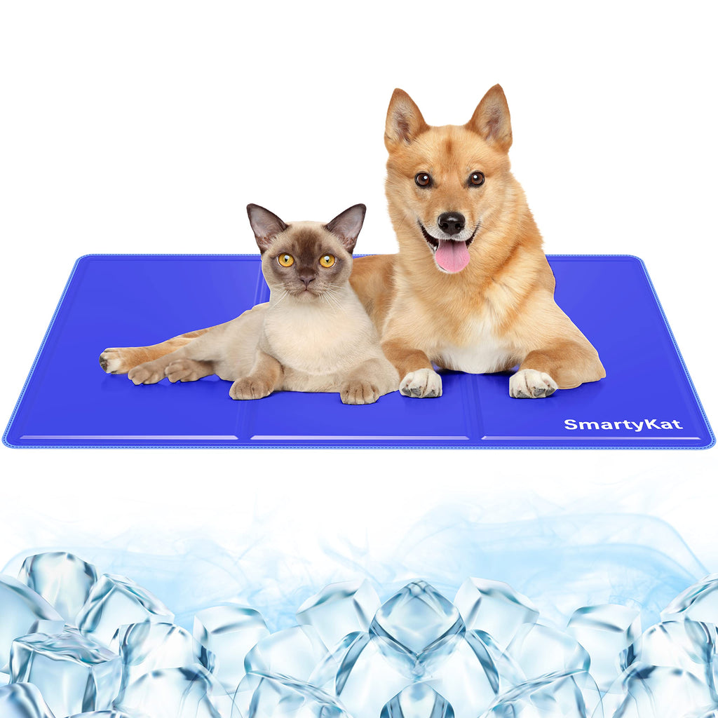 Cooling Mat for Dogs Cats, SmartyKat Dog Cooling Mats 90x50cm, Foldable Pet Cooling Mat Large, for Pet Dog Cat Keep Cool in Summer Rest Sleep Home Outdoor, (L) L (90x50cm) Blue - PawsPlanet Australia