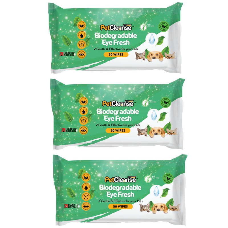 Pet Eye Wipes for Your Dogs Puppies Cats & Kittens: Daily Big Wet Cleaning Wipes for Dirt, Crusty Discharge & Tear Stains: 50 Large Wet Wipes Pack with Aloe Vera (3 Packs) 3 Packs - PawsPlanet Australia