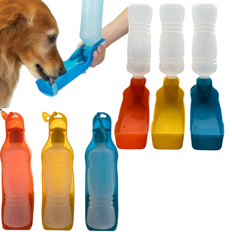 Pet Travel Water Bottle 500ML Portable Dispenser Travel Water Bottle Bowl for Dog Cat Small Animals (Blue) Blue - PawsPlanet Australia