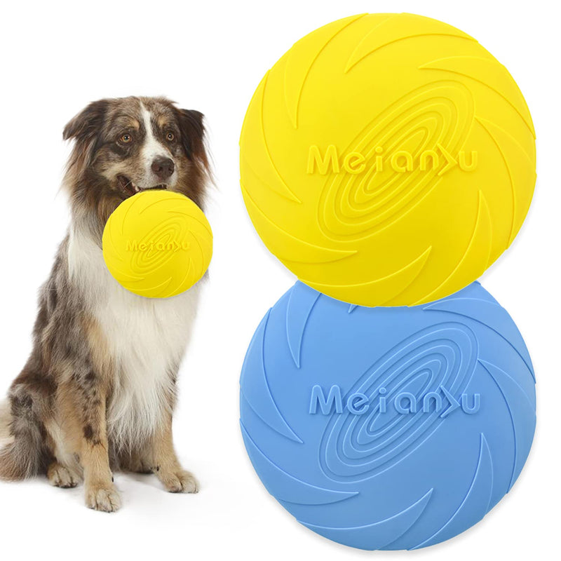 XPOOP 2 Pack Dog Flying Disc, Frisbee, Dog Frisbee, Frisbee Dog Toy, Rubber Dog Frisby, Frisbee, Dog Frisbee Indestructible, for Pet Training Toys/Outdoor Exercise Toys for Dogs(Blue and Yellow) - PawsPlanet Australia