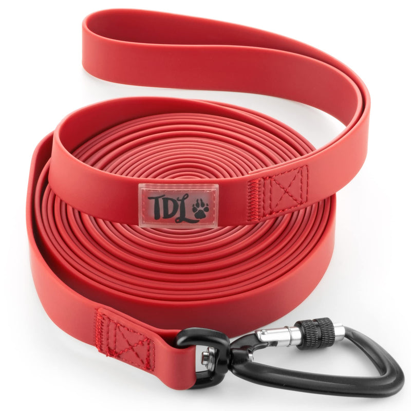 TDL Long Dog Training Lead W. Extra Tough Clip (5M or 10M or 15M) - Long Line Waterproof Lead for Dogs (Medium, Large Dogs) - Strong Long Lead For Dog Training (5M, Red) 5M - PawsPlanet Australia