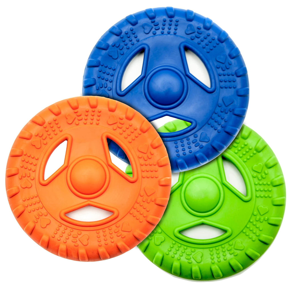 2 x Dog Flying Rings Rubber Flying Saucer Interactive Dog Tug Toy Flying Disc Dogs Toys Lightweight Floating Safe for Teeth Pet Training Toys Outdoor Toys for Dogs (Assorted (Pack of 2), Face) Assorted (Pack of 2) - PawsPlanet Australia