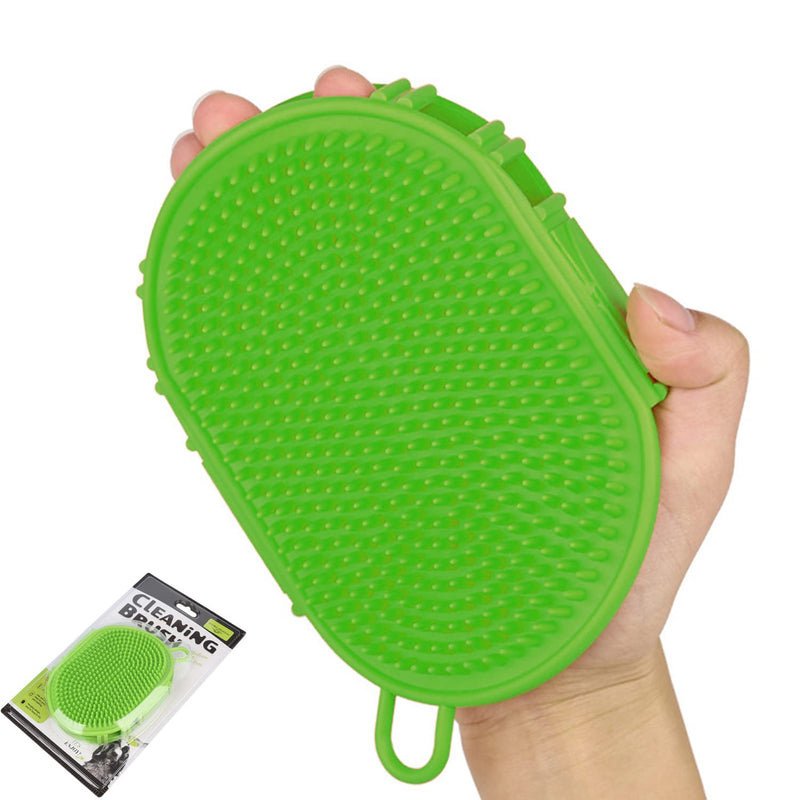 YUDOTE Pet Grooming Shampoo Brush,Soothing Massage Rubber Bristles Curry Comb,Bath Gloves for Dogs and Cats Easy Washing,Green M (Pack of 1) Green - PawsPlanet Australia