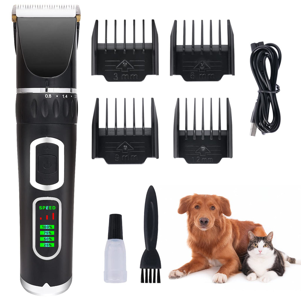 Dog Clippers, Litesort Dog Grooming kit Rechargeable Cordless Dog Grooming Clippers, 3 Speed Cordless Low Noise Grooming Kit for Dog Cat and Other Pets (Black) Black - PawsPlanet Australia