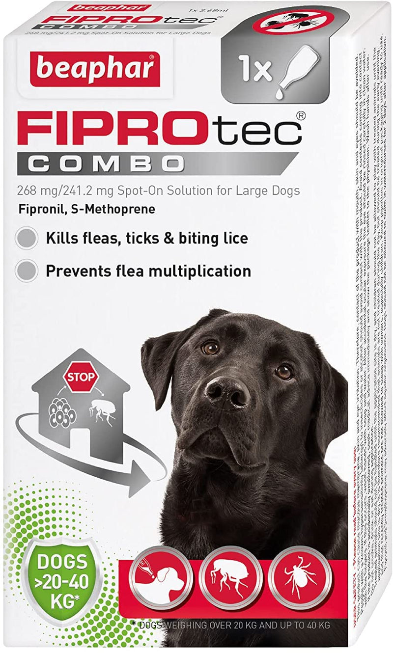 Beaphar | FIPROtec® COMBO for Large Dogs (20–40kg) | Kills Fleas, Flea Eggs & Ticks | Stops Fleas Multiplying on Pet and in Home | Vet Strength Treatment | 1 Pipette Large Dog - PawsPlanet Australia