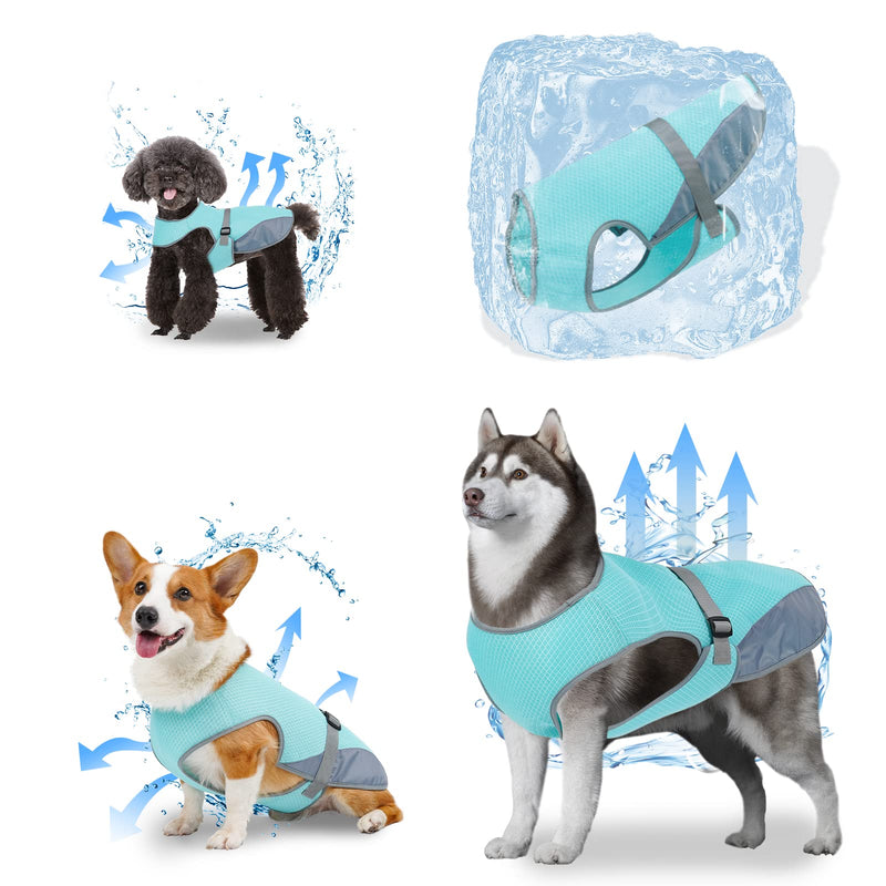 oUUoNNo Dog Cooling Vest,Cooling Vest for Dogs,Dog Cooling Jacket,Pet Cooling Vest,Breathable Mesh Ice Vest Adjustable Straps Cool Vest for Small Medium and Large Dogs (Small, Blue) - PawsPlanet Australia