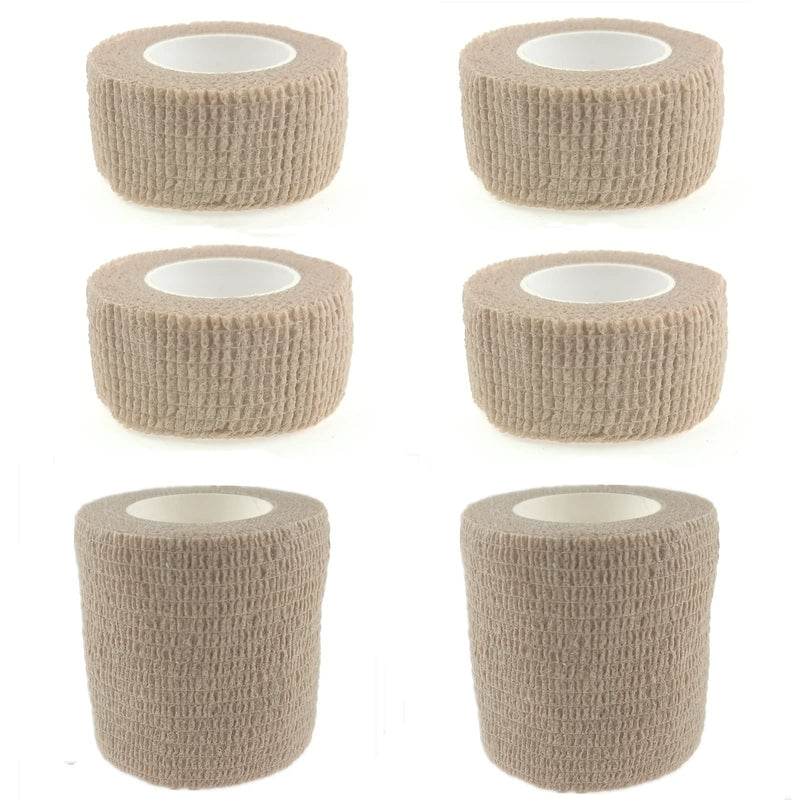 kuou 6 Rolls Cohesive Finger Tape, 2.5cm x 4.5m + 5cm x 4.5m, Elastic Compression Bandage Pet Vet Wrap for Sports Ankle Wrist Finger Protection - PawsPlanet Australia