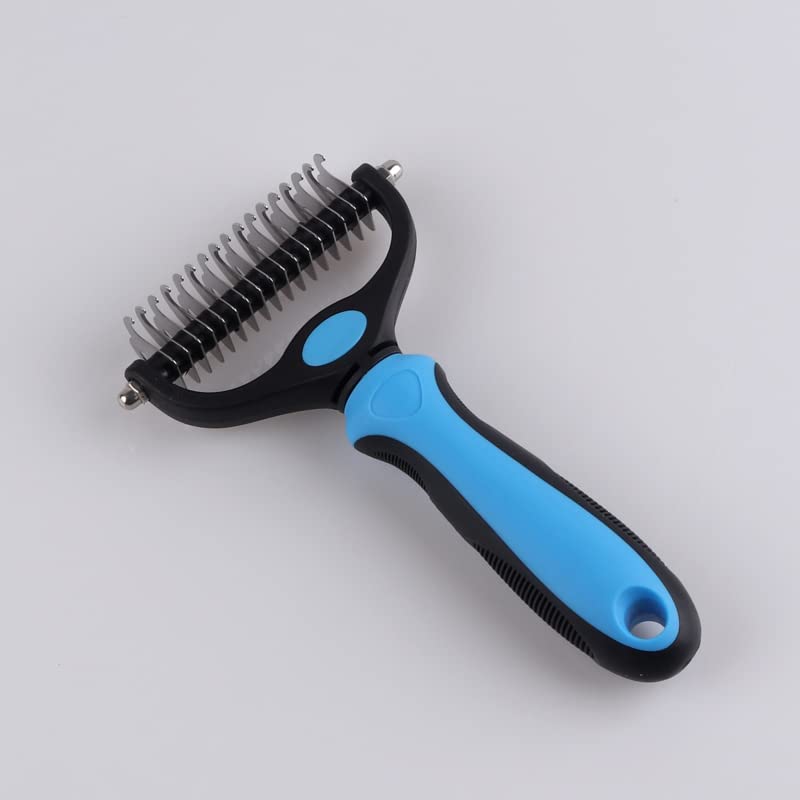 Pet Room Dog Dematting Comb Grooming Tool Kit, Professional Deshedding Comb Undercoat Rake to Remove Loose Knots, Mats, Tangles Hairs (Large, Blue) L - PawsPlanet Australia