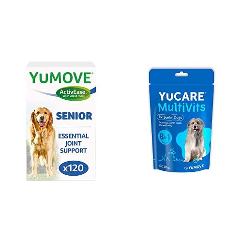 Lintbells | YuMOVE Senior Dog | 120 Tablets and YuCARE MultiVits Supplement for Senior Dogs | 8-in-1 Daily Vitamins | 30 - Multivitamin Chew 120 Tablets + 30 - Multivitamin Chew - PawsPlanet Australia